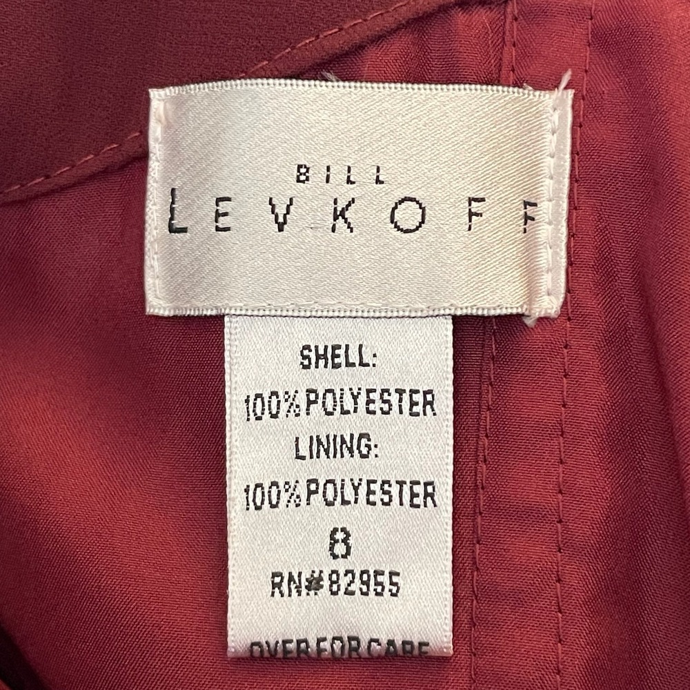 Bill Levkoff Women's Burgundy Ruched Chiffon Spaghetti Strap Maxi Dress Size 8 - Picture 5 of 6
